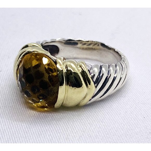 David Yurman 14K Gold & Sterling Silver Noblesse Citrine Ring - Picture 3 of 10